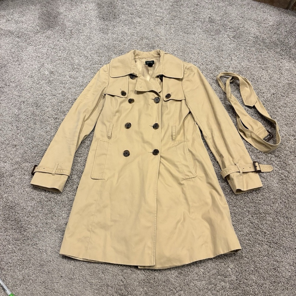 J Crew Collection Icon Cotton Double Breasted Trench Coat in Khaki size 00 21674